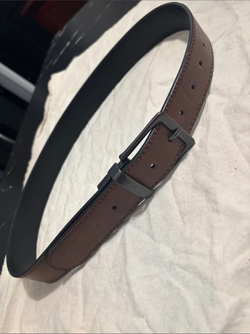 Levi's Brown Leather Belt with Matte Black Buckle